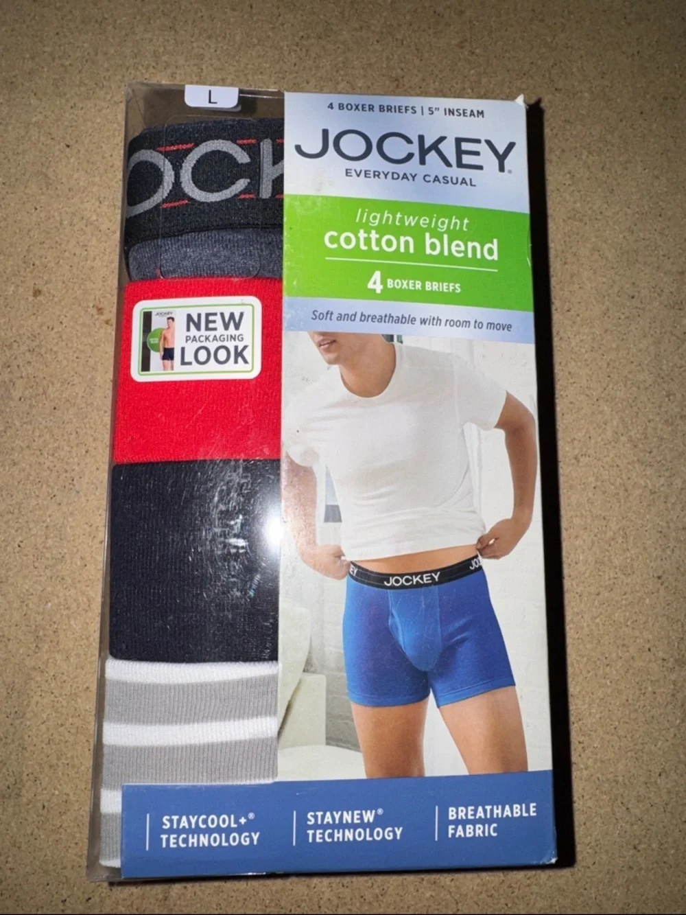 Jockey Everyday Casual Boxer Briefs multi color large new in box cotton blend
